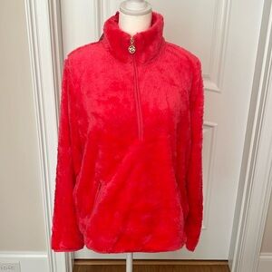 Lilly Pulitzer Skipper Sherpa Popover in Ruby Red .  Size Medium